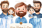 Cute Father's Day Clipart Bundle, a Person Illustration by SparkyDesignsUS (Thumbnail 1 of 9)