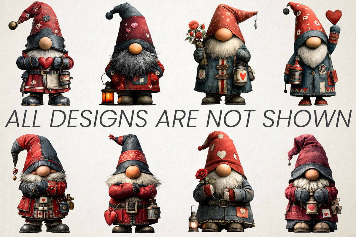 Gothic Valentine Gnome Clipart Set, an Illustration by RobertsArt (Photo 4 of 5)