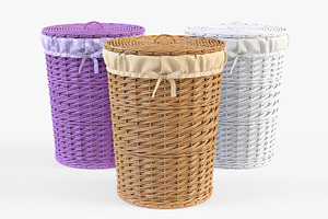 Wicker Laundry Basket 03 Set 3 Color