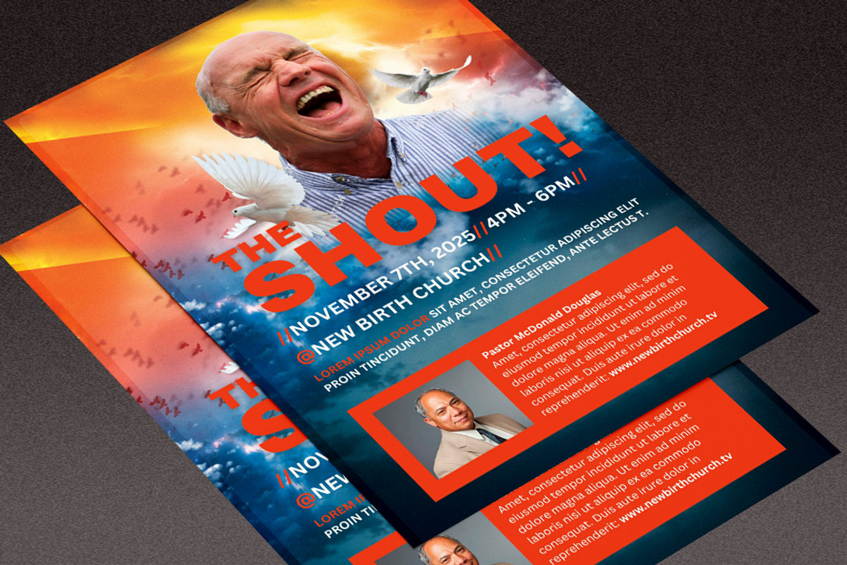 Shout Church Flyer Canva Template, a Flyer Template by loswl (Photo 4 of 5)