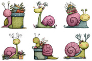 Whimsical Cartoon Snail Clipart, an Illustration by CraftArtStudio (Thumbnail 4 of 6)