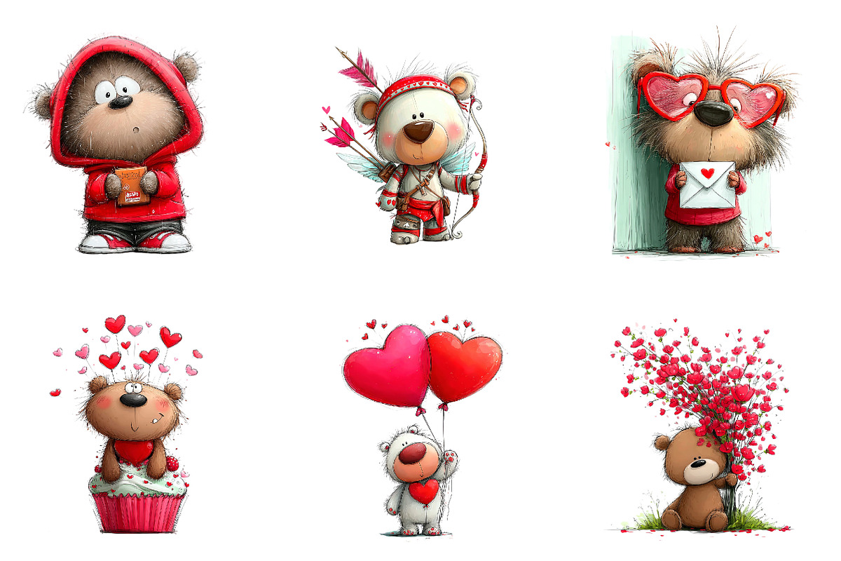 Valentines Teddy Bear Clipart, an Illustration by CreationArt (Photo 3 of 5)