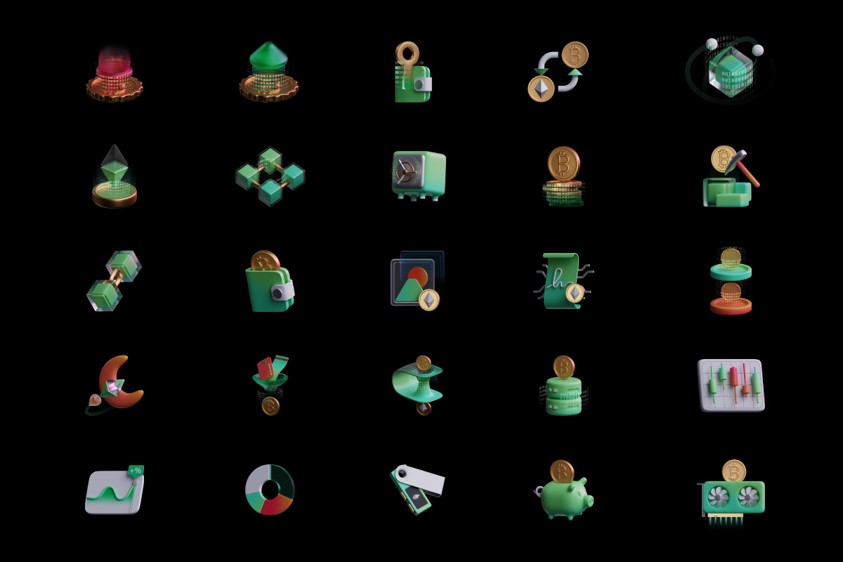3D Crypto Icon Set, an Object Graphic by Illustrava (Photo 6 of 7)