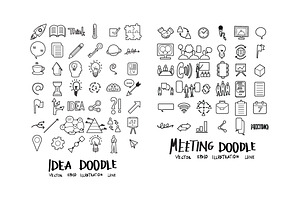 611 Doodle Line Icons Set