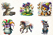Watercolor Mardi Gras Animal Clipart, an Illustration by DreamCafeArt (Thumbnail 2 of 3)