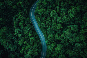 Aerial top view of curving mountain, a Photo by Pavel_design
