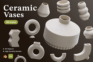 Ceramic Vases 3D Icons