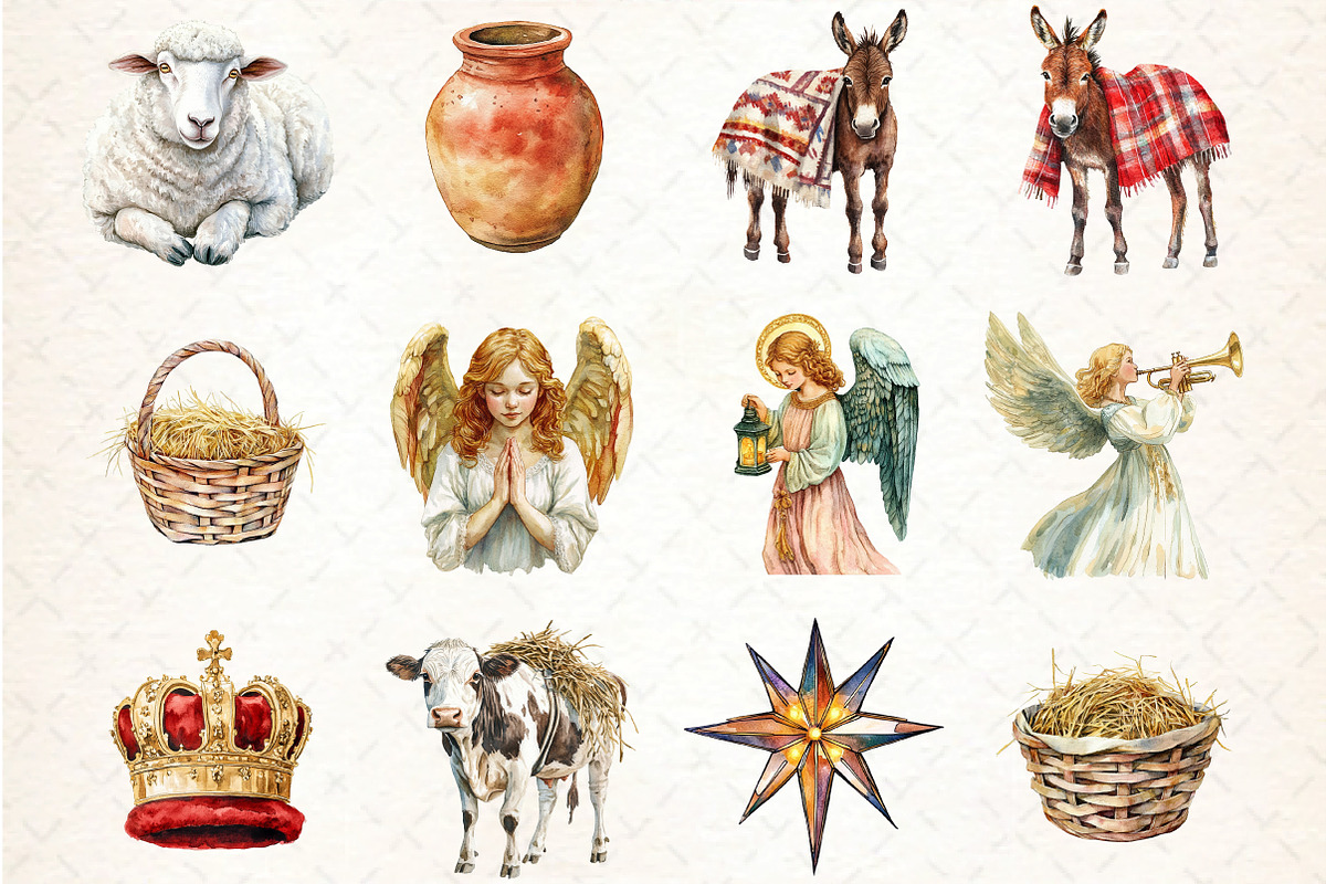 Cute Christmas Nativity Clipart Bund, an Illustration by DreamCafeArt (Photo 2 of 6)