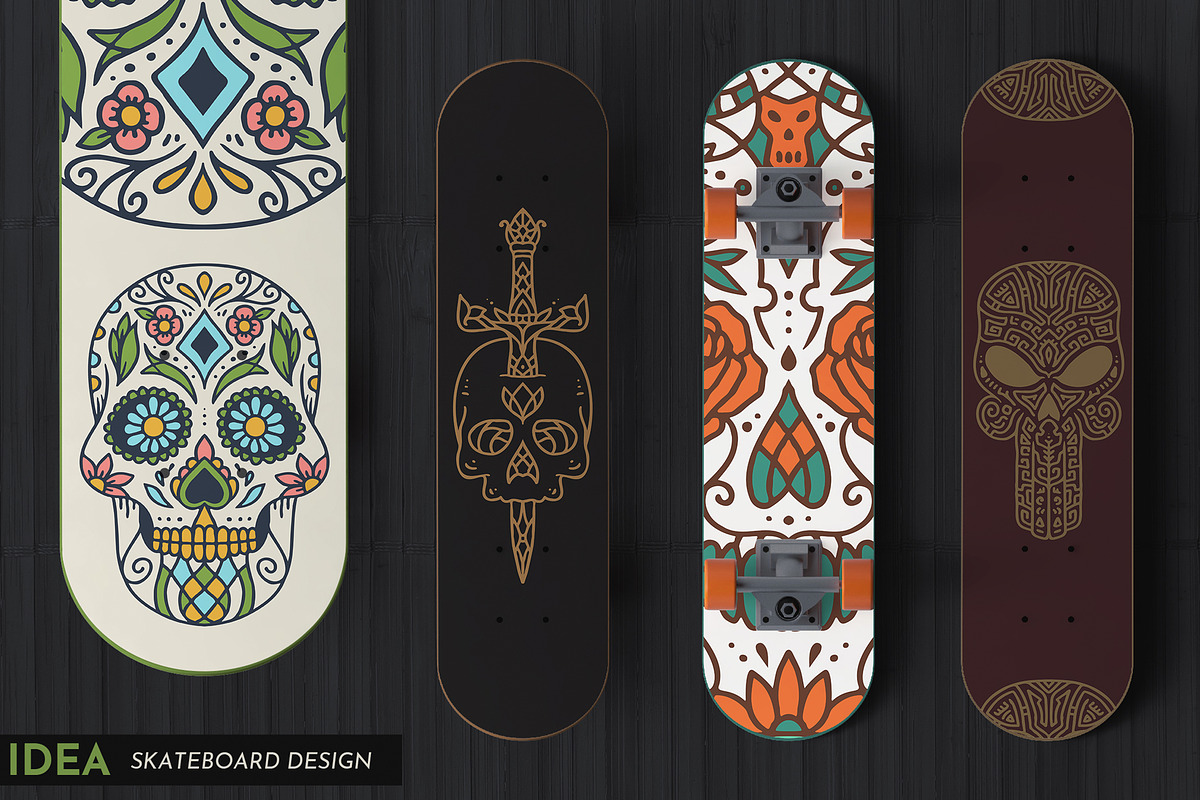 100 Decorative Vector Skulls, a Decorative Illustration by pixaroma (Photo 19 of 37)