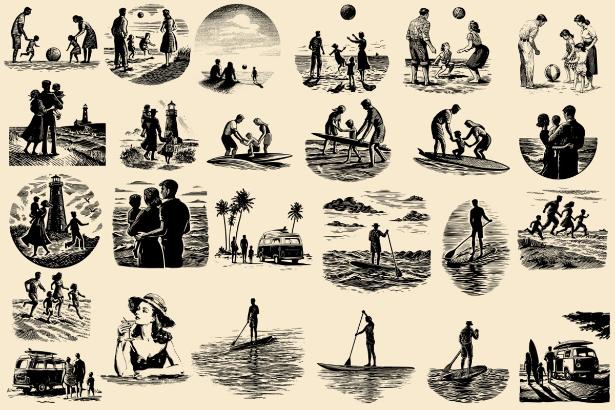 Vintage Coastal Travel Illustrations, an Object Illustration by Nocturnal Wolf (Photo 16 of 27)