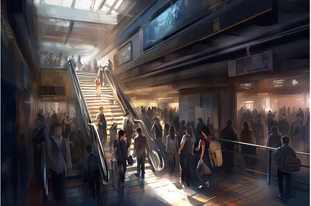 Subway station digital art. Generate, an Architecture Photo by Ylivdesign