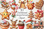 Cute Christmas Gingerbread Clipart, an Illustration by DreamPrint404 (Thumbnail 1 of 4)