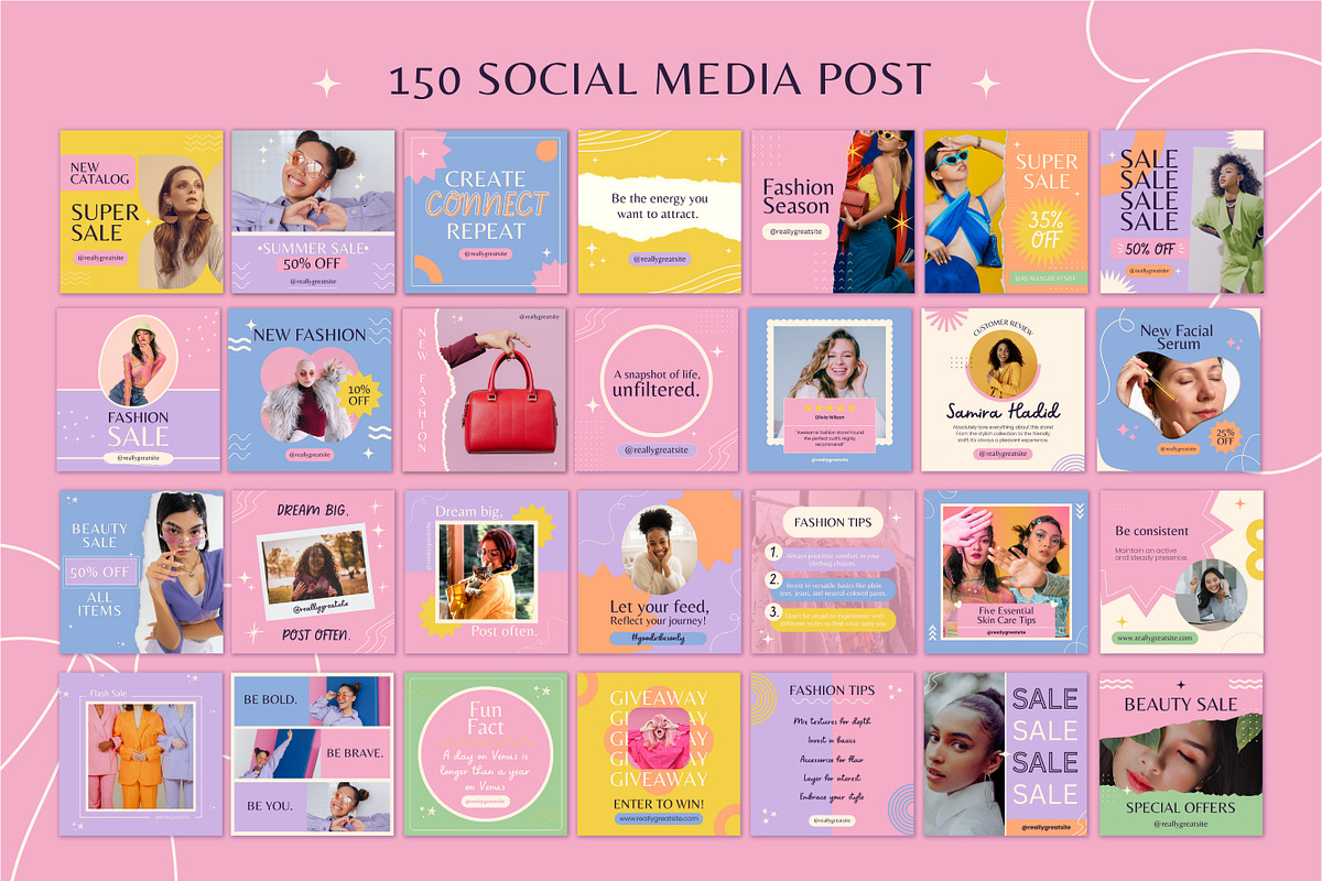150 Instagram Posts Canva Templates, a Templates & Theme by TemplateCastleStore (Photo 2 of 10)