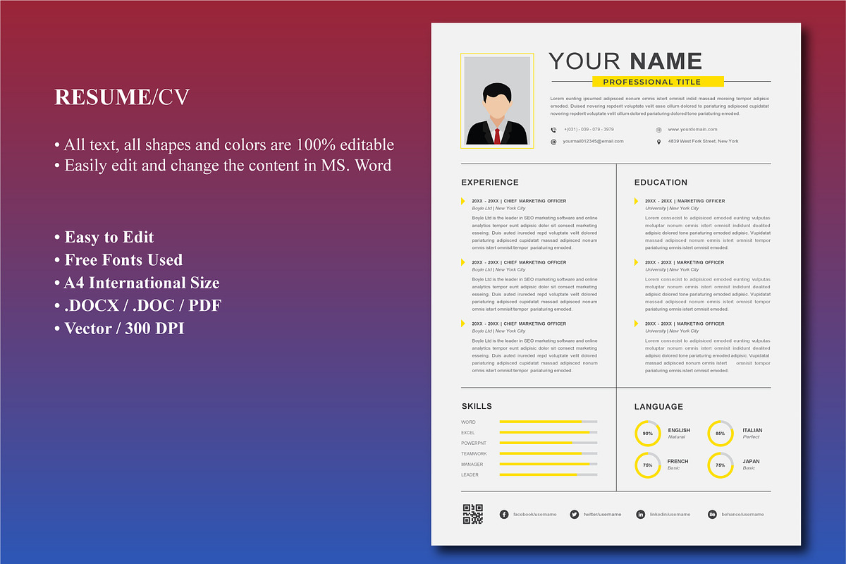 Professional Resume/CV Template, a Resume Template by Blue Digital Studio (Photo 2 of 2)