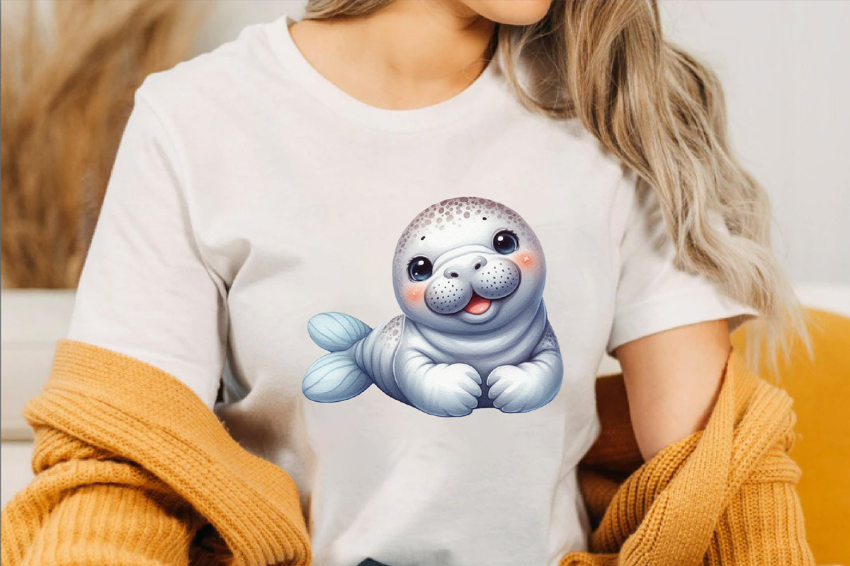 Cute Baby Watercolor Manatees Sublim, an Illustration by SVGArt (Photo 7 of 8)