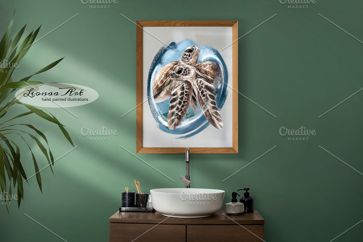 Sea Turtles Hand-drawn Illustration, an Animal Illustration by Leonaa art (Photo 6 of 7)