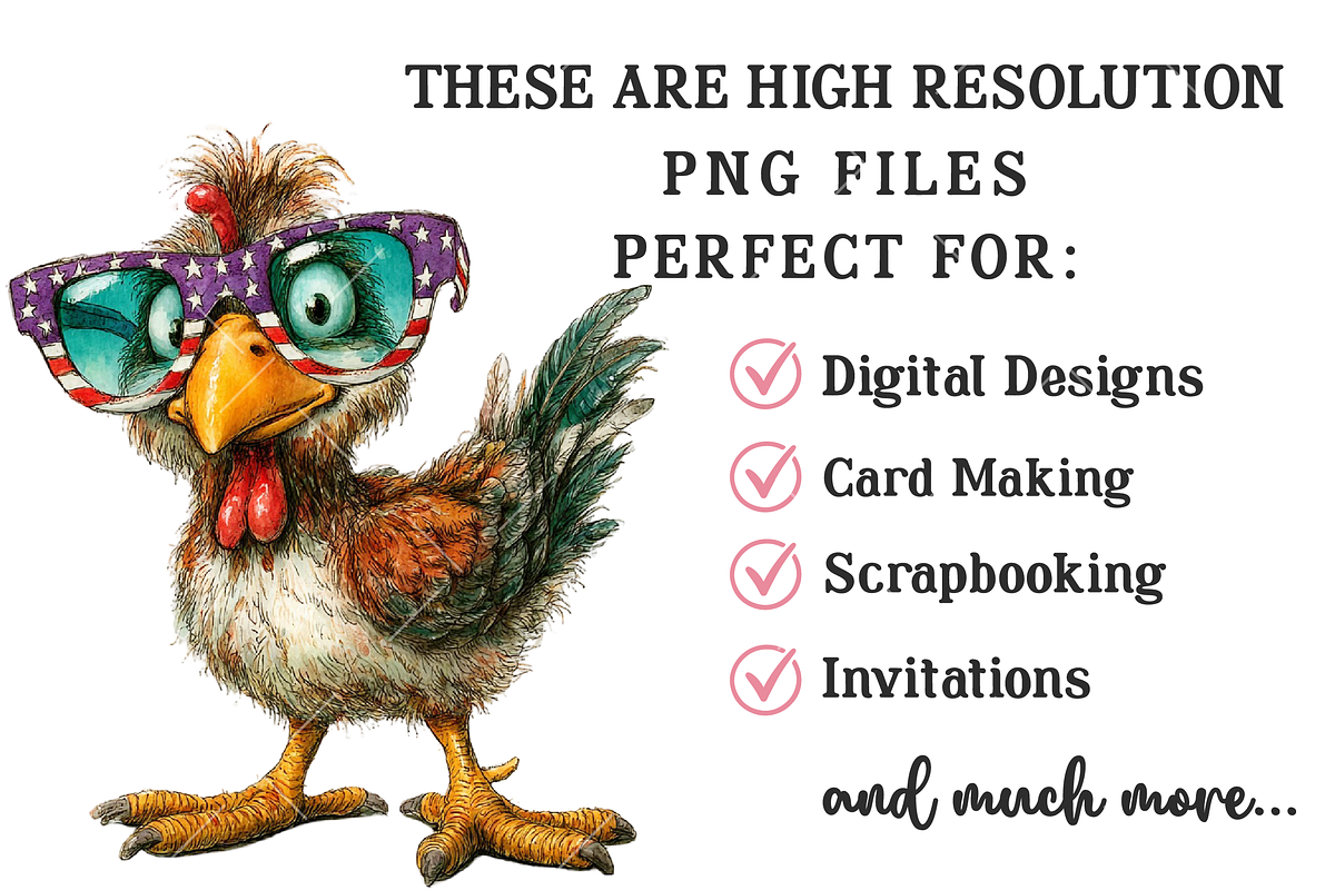 Whimsical Patriotic Chicken Clipart, an Illustration by OK Design (Photo 4 of 6)