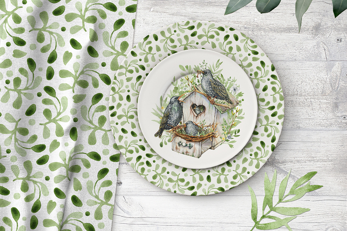 Starling family, spring bird, plants, an Animal Illustration by Artmanata (Photo 13 of 16)