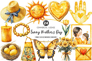 Sunny Yellow Mother's Day Clipart, an Illustration by SinaCreation