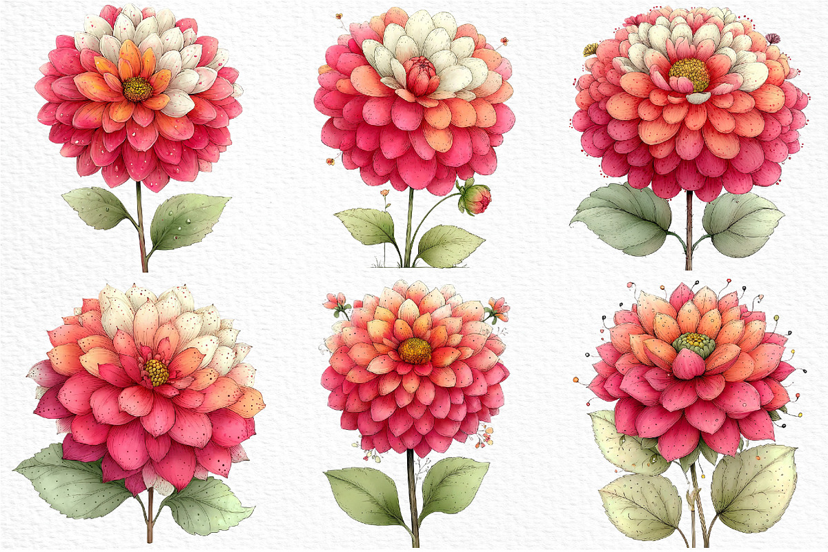 Whimsical Spring Dahlia Flower Png, an Illustration by Craft Nest (Photo 11 of 11)