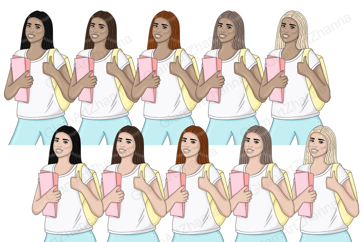 Study Bright Girls Clipart, an Education Illustration by GlamArtZhanna (Photo 5 of 7)