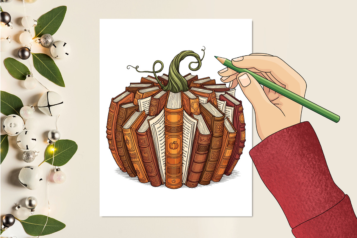 Fall Book Pumpkin Halloween Teacher, an Illustration by designcity5 (Photo 4 of 4)
