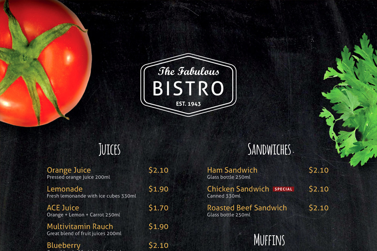 Modern Bistro/Cafe Menu Template, a Brochure Template by Themzy Templates (Photo 2 of 3)
