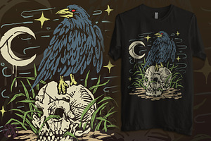 The Raven Skull With Vintage Style