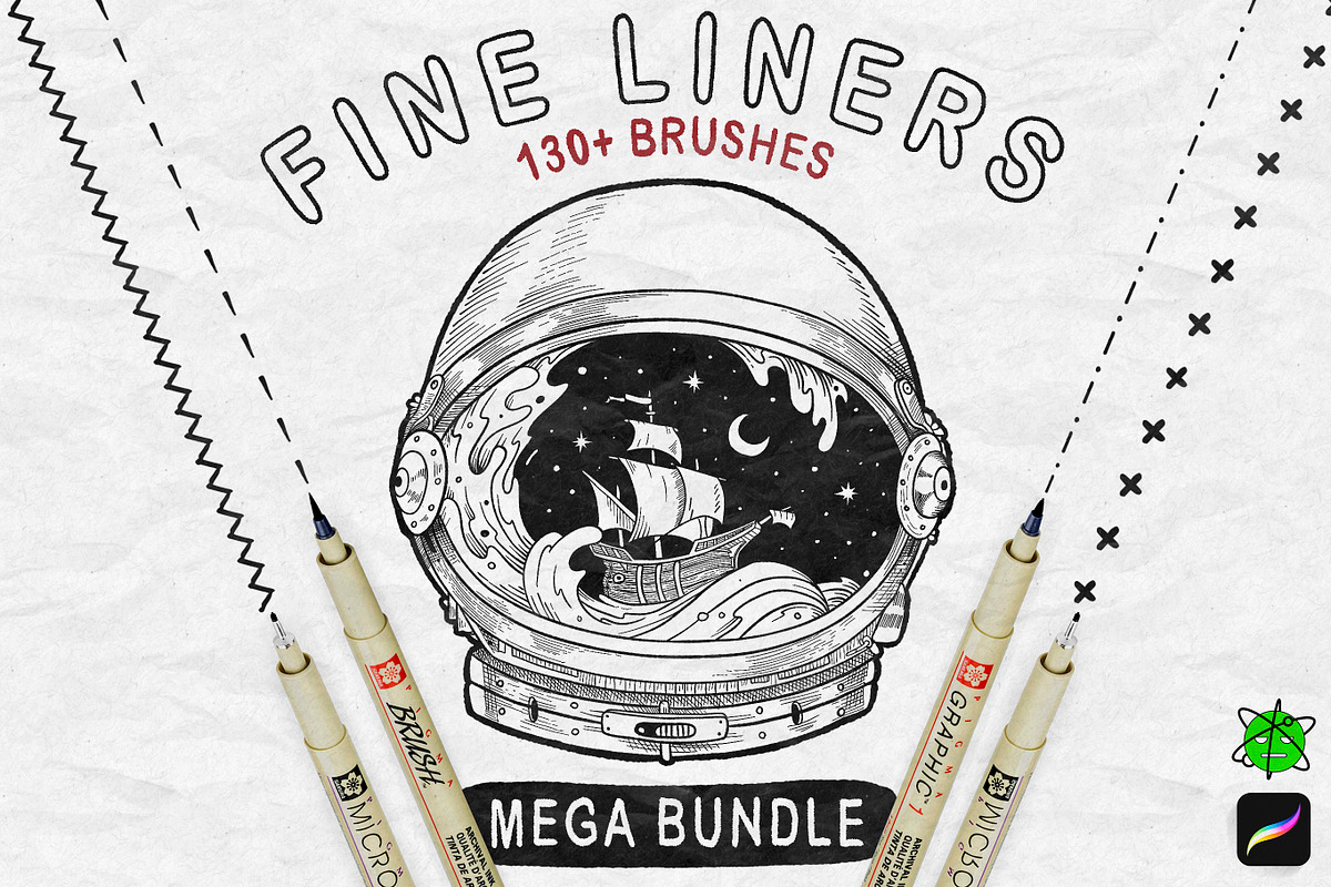 130+ Brushes Fine Line Mega Bundle, a Brush Add-On by Nuclear Brushes (Photo 1 of 10)
