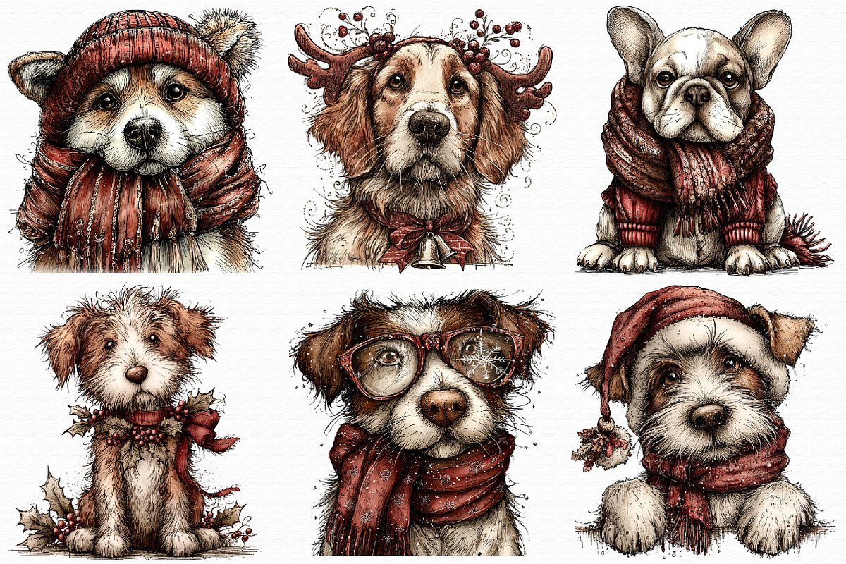 Festive Dog Winter Clipart, an Illustration by Libby Wishes (Photo 5 of 8)
