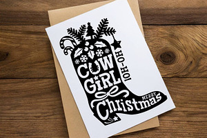 Cowboy Christmas Boots SVG Cut File