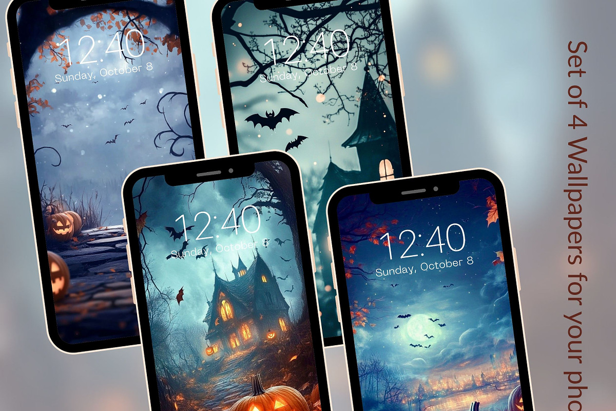 Spooky Halloween Phone Wallpaper, a Graphic by Kalindiprints (Photo 1 of 6)