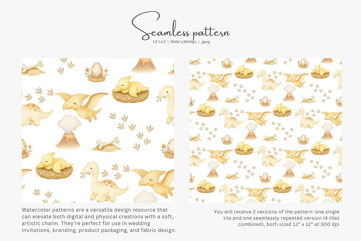 baby dinosaur seamless pattern, a Pattern Graphic by Pink Studio Art (Photo 2 of 5)