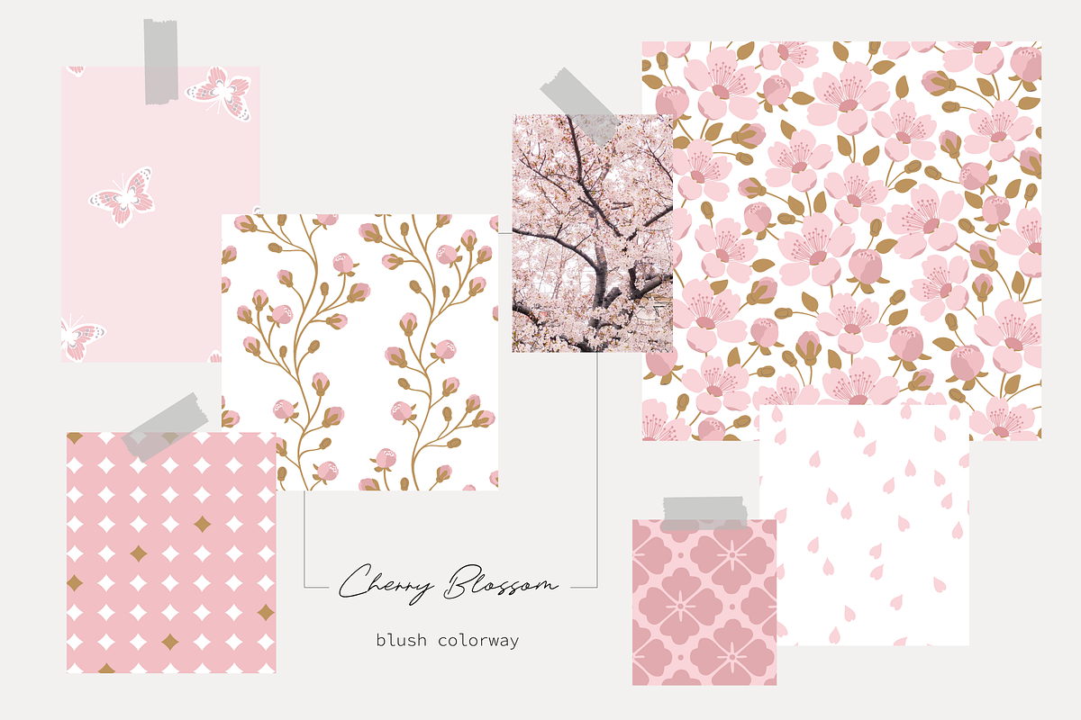 Cherry Blossom Vector Collection, a Pattern Graphic by glasshouse (Photo 4 of 7)