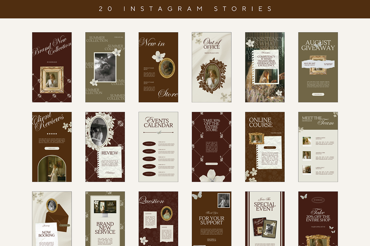 Floral Instagram Stories Posts Canva, a Social Media Template by Branding Babe Co. (Photo 3 of 7)