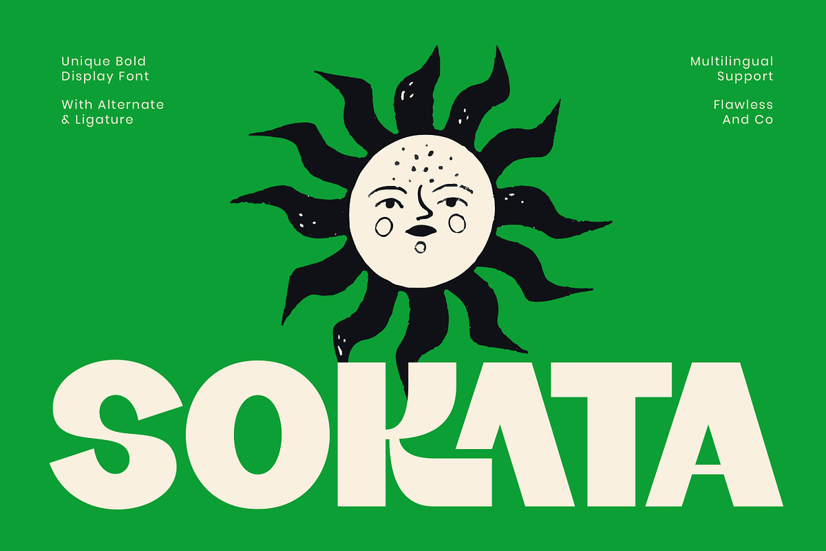 Sokata - Unique Bold Display Font, a Sans Serif Font by Flawless And Co (Photo 1 of 10)