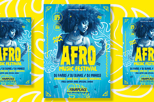 Afro Party Flyer Template, a Print Template by Rome B Creation