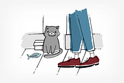 Stray cat and dog on the street, an Animal Illustration by Good Studio (Thumbnail 2 of 3)