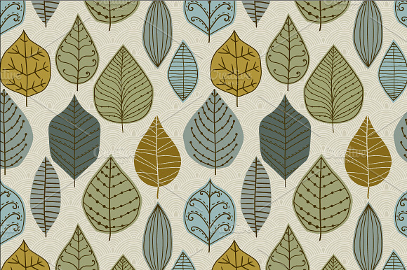 3 Autumn leaf pattern set preview 5