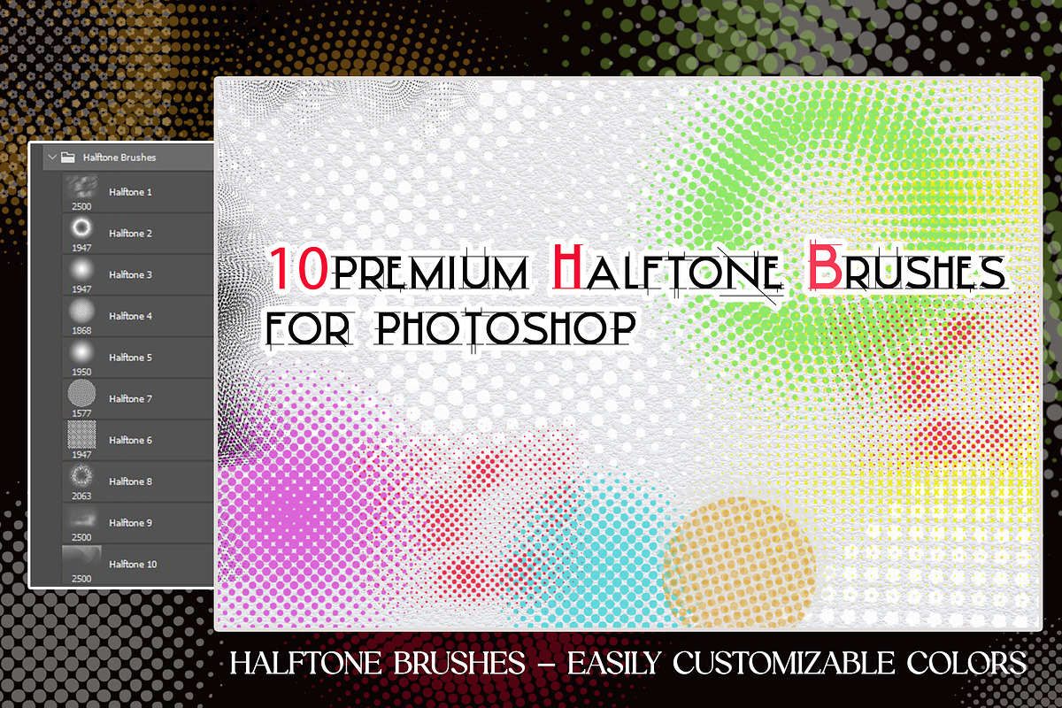 Halftone Brushes for Photoshop, a Brush Add-On by 3d_model_tifotizi (Photo 1 of 3)