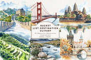 Bucket List Destination Clipart, an Illustration by NadiaTheronArt (Thumbnail 1 of 7)