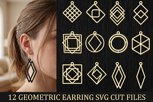 Geometric Earring SVG Cut Files, an Object Graphic by Libby Wishes