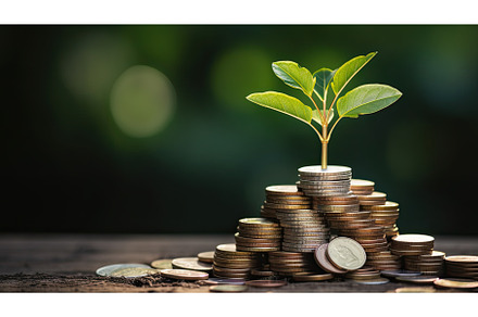 Tree growing up on coins, concept of, a Business Photo by Neirfy