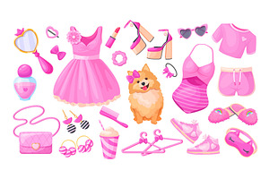 Girl doll accessories. Barbiecore, an Object Illustration by Stock-Smart-Start