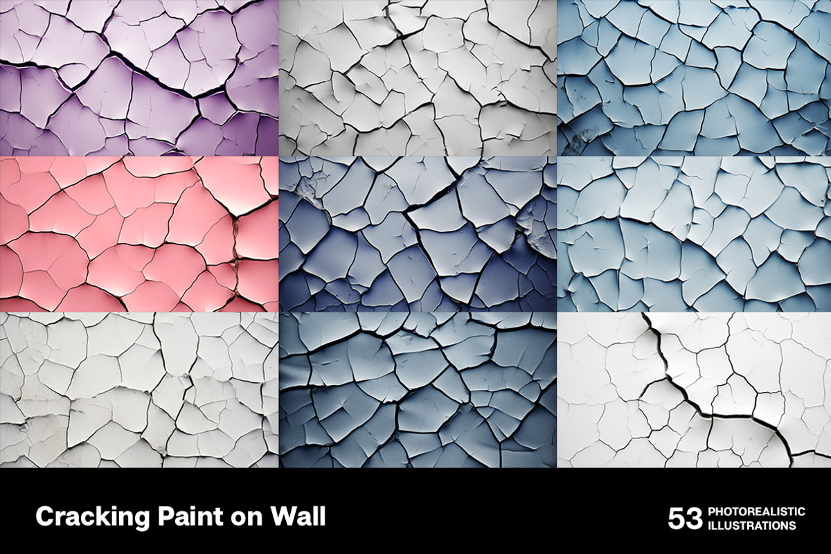 Cracking paint on wall. 53 images, a Texture Graphic by Handmadefont (Photo 9 of 12)