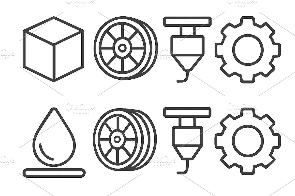 Collection of industrial icons, an Illustration by ZinetroN