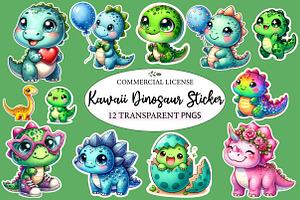 Kawaii Dinosaur Clipart Bundle, an Illustration by Designworld