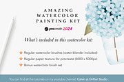 Watercolor for Procreate Kit 2024, a Plug-in Add-On by Drifter Studio PrintShop (Thumbnail 2 of 8)