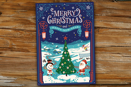 Merry Christmas Greetings Card., a Card Template by Azat1976