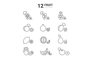 Collection of twelve line icons, a Food Illustration by okskukuruza
